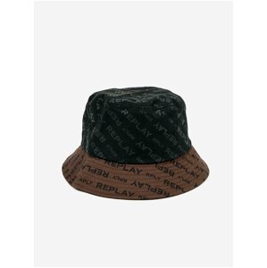 Hnědo-černý pánský klobouk s motivem Replay