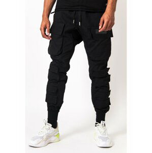 Černé pánské kalhoty black pants cargo tactical large June Sixth