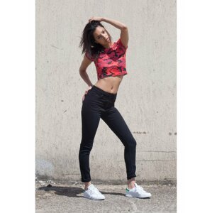 Červené dámské crop top tričko Red Camo June Sixth Tričko