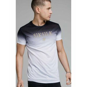 Černo-bílé pánské tričko TEE GYM EMBROIDERY FADE HIGH S/S