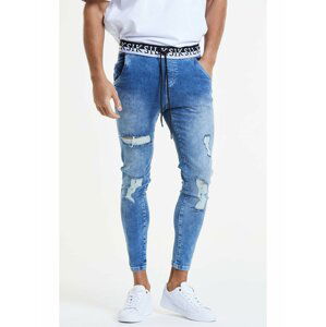 Modré pánské slim fit džíny DENIM ELASTICATED DISTRESSED