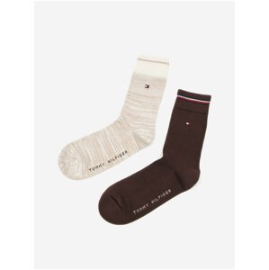 Sada dvou párů dámských ponožek v hnědé a béžové barvě Tommy Hilfiger