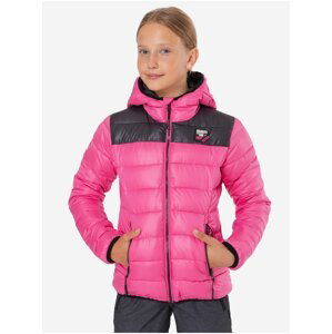Černo-růžová holčičí prošívaná zimní bunda s kapucí SAM 73 Eloise