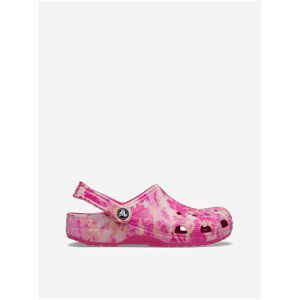 Bílo-růžové unisex pantofle Crocs Classic Bleach Dye Clog