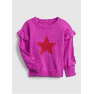 Růžový holčičí svetr s hvězdou GAP