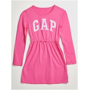 Růžové holčičí šaty s flitrovým logem GAP