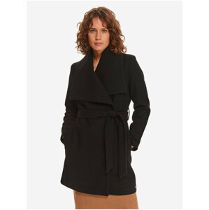 Černý dámský lehký kabát se širokým límcem TOP SECRET