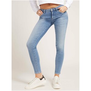 Modré dámské zkrácené skinny fit džíny Guess Curve X