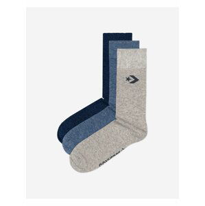 Sada tří párů pánských ponožek v šedé, modré a tmavě modré barvě Converse