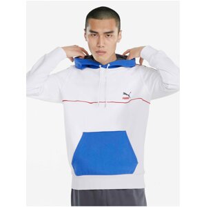 Modro-bílá pánská mikina s kapucí Puma Clsx Piped Hoodie TR