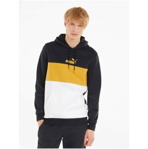 Bílo-černá pánská mikina s kapucí Puma Ess+ Colorblock Hoodie FL