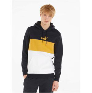 Bílo-černá pánská mikina s kapucí Puma Ess+ Colorblock Hoodie FL