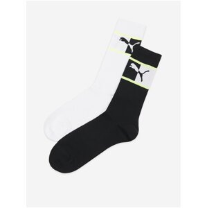 Sada dvou párů unisex ponožek v černé a bílé barvě Puma Blocked Logo Sock