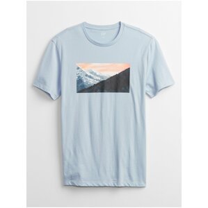 Modré pánské tričko mountain photoreal GAP