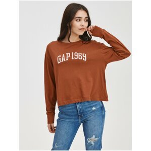 Hnědé dámské tričko s logem GAP 1969