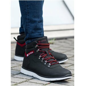 Černé pánské zimní boty pohorky Ombre Clothing T312