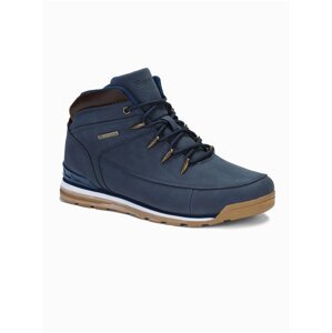Tmavě modré pánské zimní boty pohorky Ombre Clothing T313