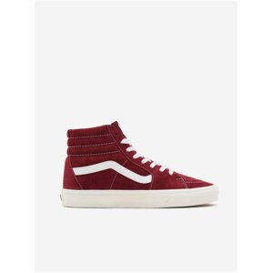 Bílo-vínové pánské semišové kotníkové boty VANS SK8-Hi