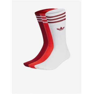 Sada tří unisex ponožek ve vínové,červené a bílé barvě adidas Originals Solid