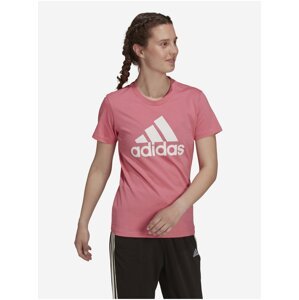 Růžové dámské tričko s potiskem adidas Performance W BL T