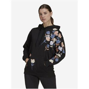 Černá dámská mikina s květovaným vzorem adidas Performance Floral Hoodie