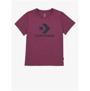Vínové dámské vzorované tričko Converse