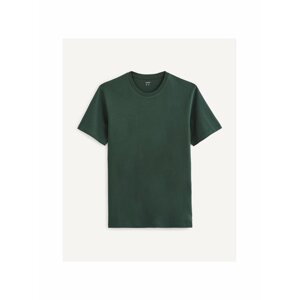 Tmavě zelené basic triko Celio Tebase