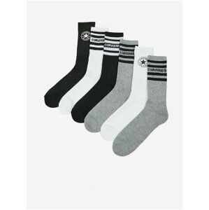 Sada pěti párů ponožek v černé, šedé a bílé barvě Converse