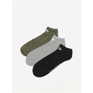 Sada tří párů pánských ponožek v khaki, šedé a černé barvě Converse