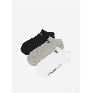 Sada tří párů pánských ponožek v černé, šedé a bílé barvě Converse
