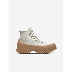 Béžovo-bílé unisex kotníkové kožené tenisky Converse Chuck Taylor All Star Lugged Winter 2.0