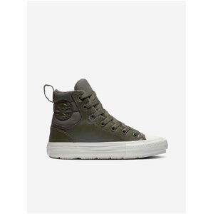 Khaki unisex kotníkové tenisky Converse Chuck Taylor All Star Berkshire Boot Leather