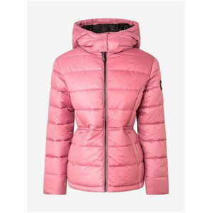Růžová dámská prošívaná zimní bunda s kapucí Pepe Jeans Camille