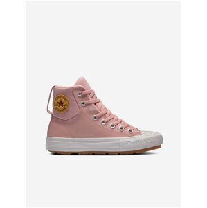 Starorůžové holčičí kotníkové kožené tenisky Converse Chuck Taylor All Star Berkshire Boot Leather