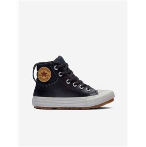 Černé klučičí kotníkové kožené tenisky Converse Chuck Taylor All Star Berkshire Boot Leather