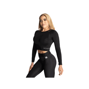 Crop-Top Better Bodies Rib Bezešvý LS Black Melange