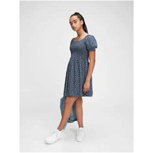 Modré holčičí šaty GAP teen floral smocked dress