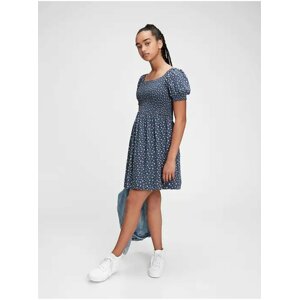 Modré holčičí šaty GAP teen floral smocked dress