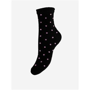 Černé puntíkované ponožky Pieces Diana