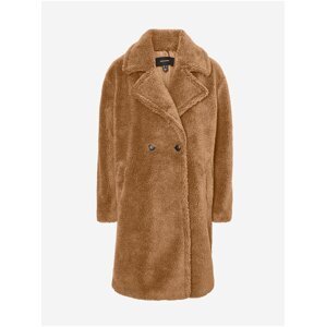 Hnědý zimní kabát z umělého kožíšku VERO MODA Scarlet