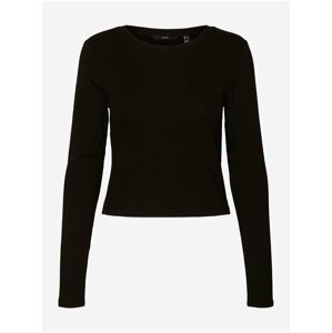 Černé žebrované basic tričko VERO MODA Natasha