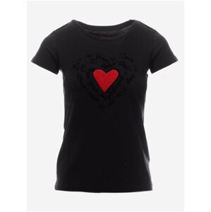Černé dámské tričko s výšivkou GAS Hanika Heart Written
