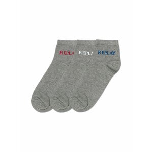 Ponožky Low Cut Basic Leg Logo 3Prs Card Wrap - Grey Mel./Logo Ass C Replay