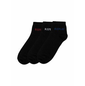 Sada tří párů černých kotníkových ponožek Replay Basic Leg