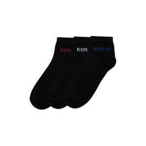 Ponožky Low Cut Basic Leg Logo 3Prs Card Wrap - Black/Logo Ass Colour Replay