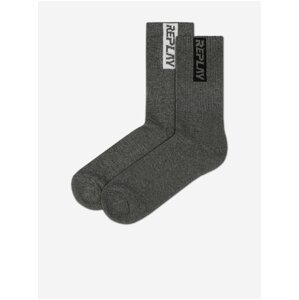 Sada dvou párů tmavě šedých ponožek Replay