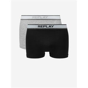 Boxerky Boxer Style 01/F Seamless Two Lines 2Pcs Box - Black/Grey Melange Replay