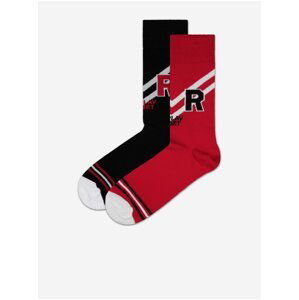 Sada dvou párů ponožek v černé a červené barvě Replay