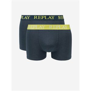 Boxerky Boxer Style 01/C Basic Cuff Logo 2Pcs Box - Dark Blue/Lime Green Replay