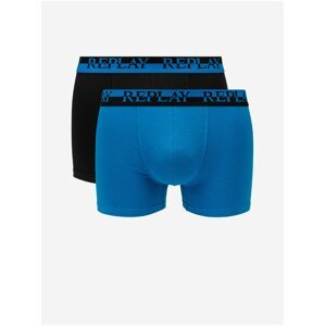Boxerky Boxer Style 02/C Logo Cuff Bicolor 2Pcs Box - Black/Turquoise Replay